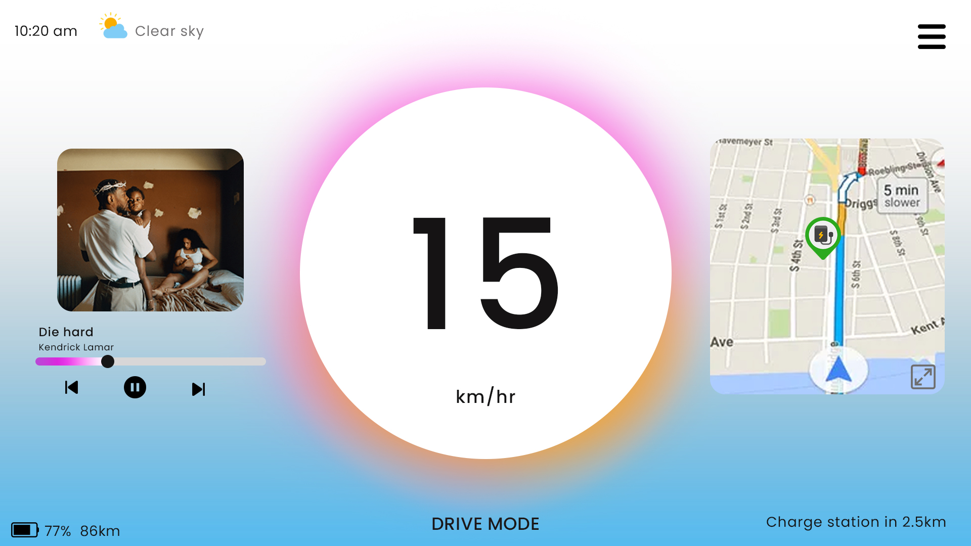 On the road: speed, nav & music